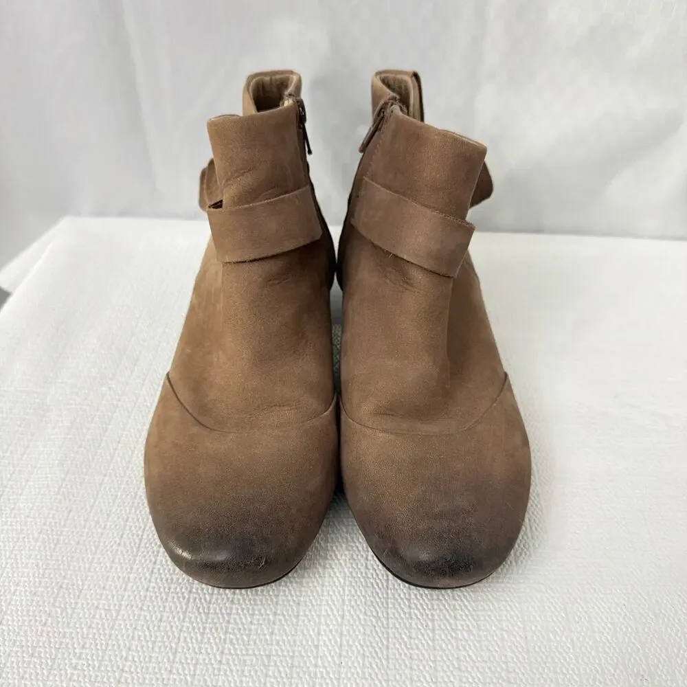 Taos Boots Womens Size 8 Brown Oiled Leather Bootie Side Zip